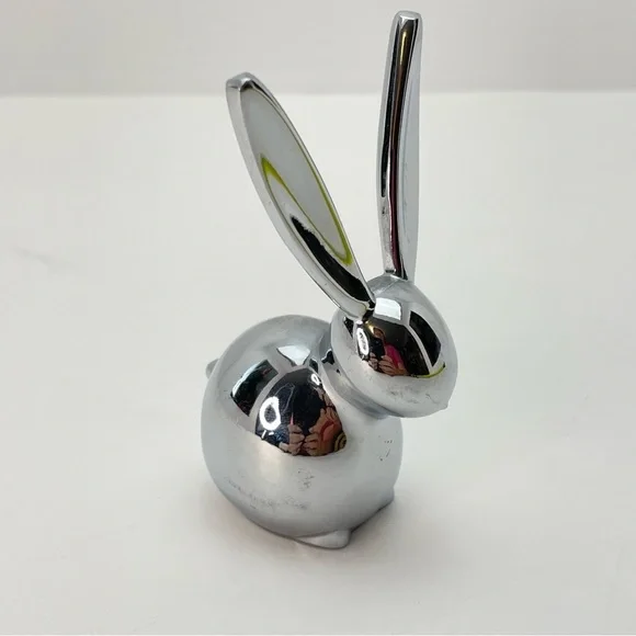 Bunny Chrome Rabbit Ring Holder Paperweight - Picture 9 of 11